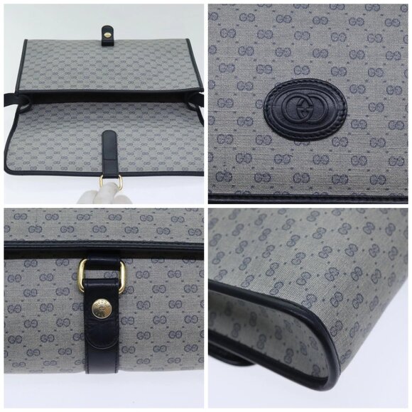 GUCCI Micro GG Supreme Shoulder Bag Navy Gold - Picture 10 of 15